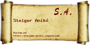 Steiger Anikó névjegykártya